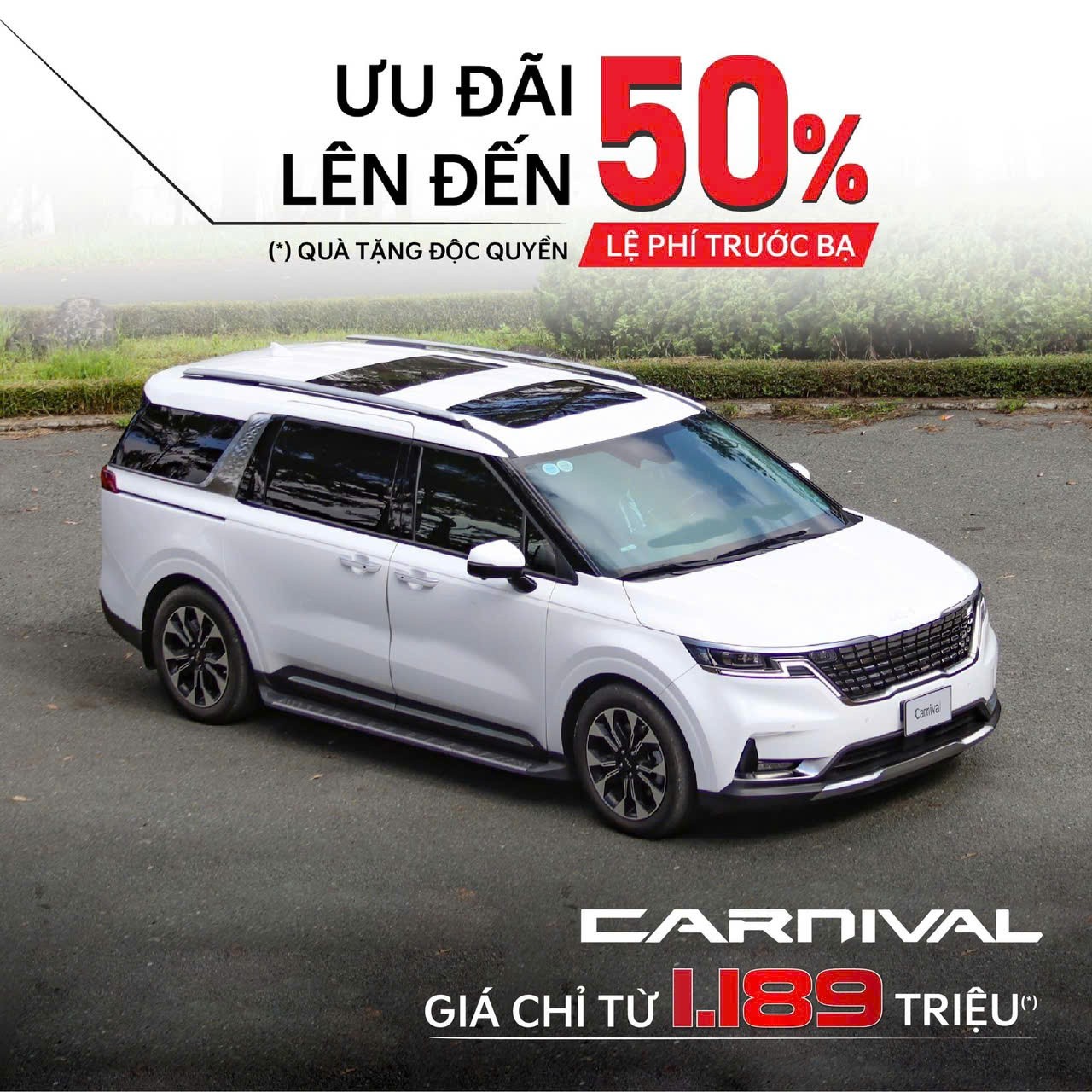 Kia Carnival Ưu đãi Lệ phí trươc bạ 50%